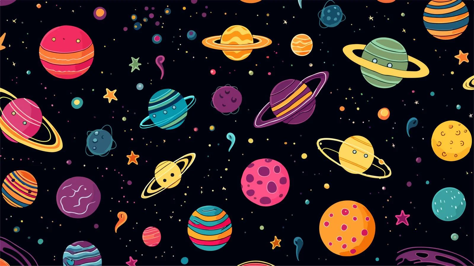 Space Planets Seamless Pattern — free download from Dotvec