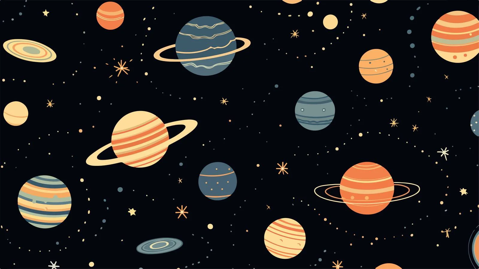 Space Planets Seamless Doodle Pattern — free download from Dotvec