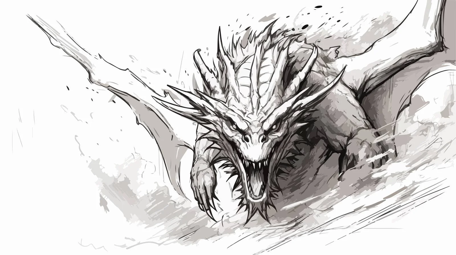 Dragon Attacker Sketch Vector Illustration — free download from Dotvec