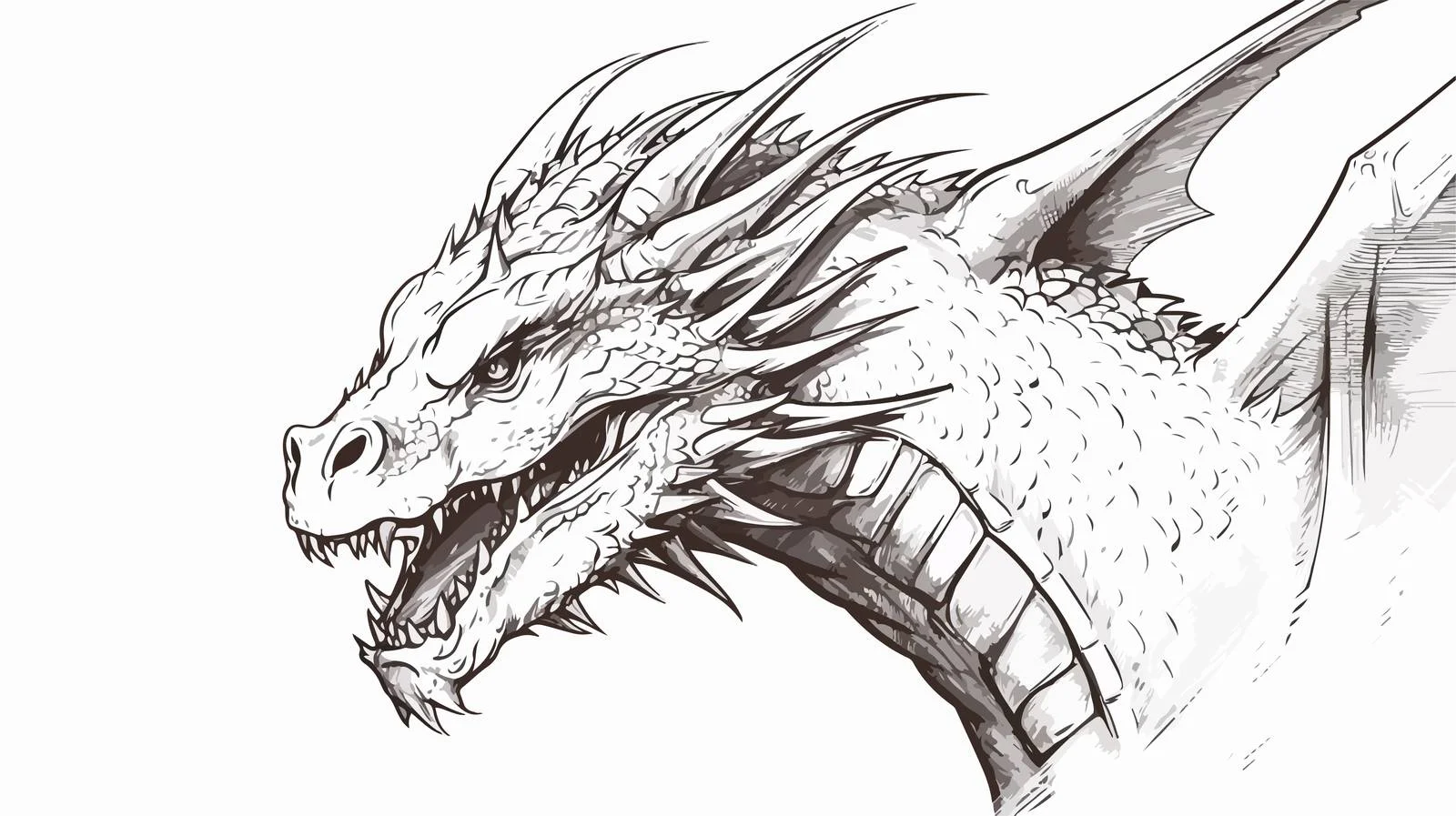 Fantasy Dragon Attacker Sketch Illustration — free download from Dotvec