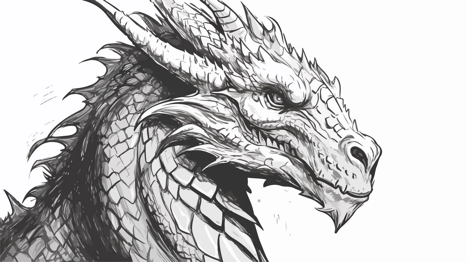 Dragon Portrait Sketch Doodle — free download from Dotvec