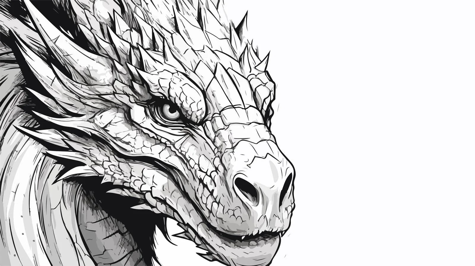 Hand-Drawn Dragon Portrait Sketch — free download from Dotvec