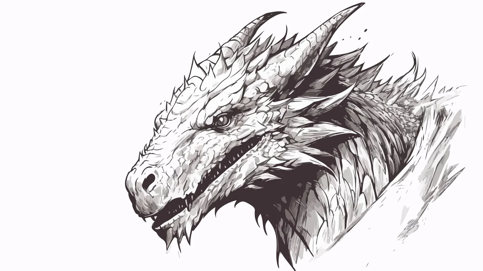 Dragon Portrait Sketch Hand-Drawn Doodle — free download from Dotvec