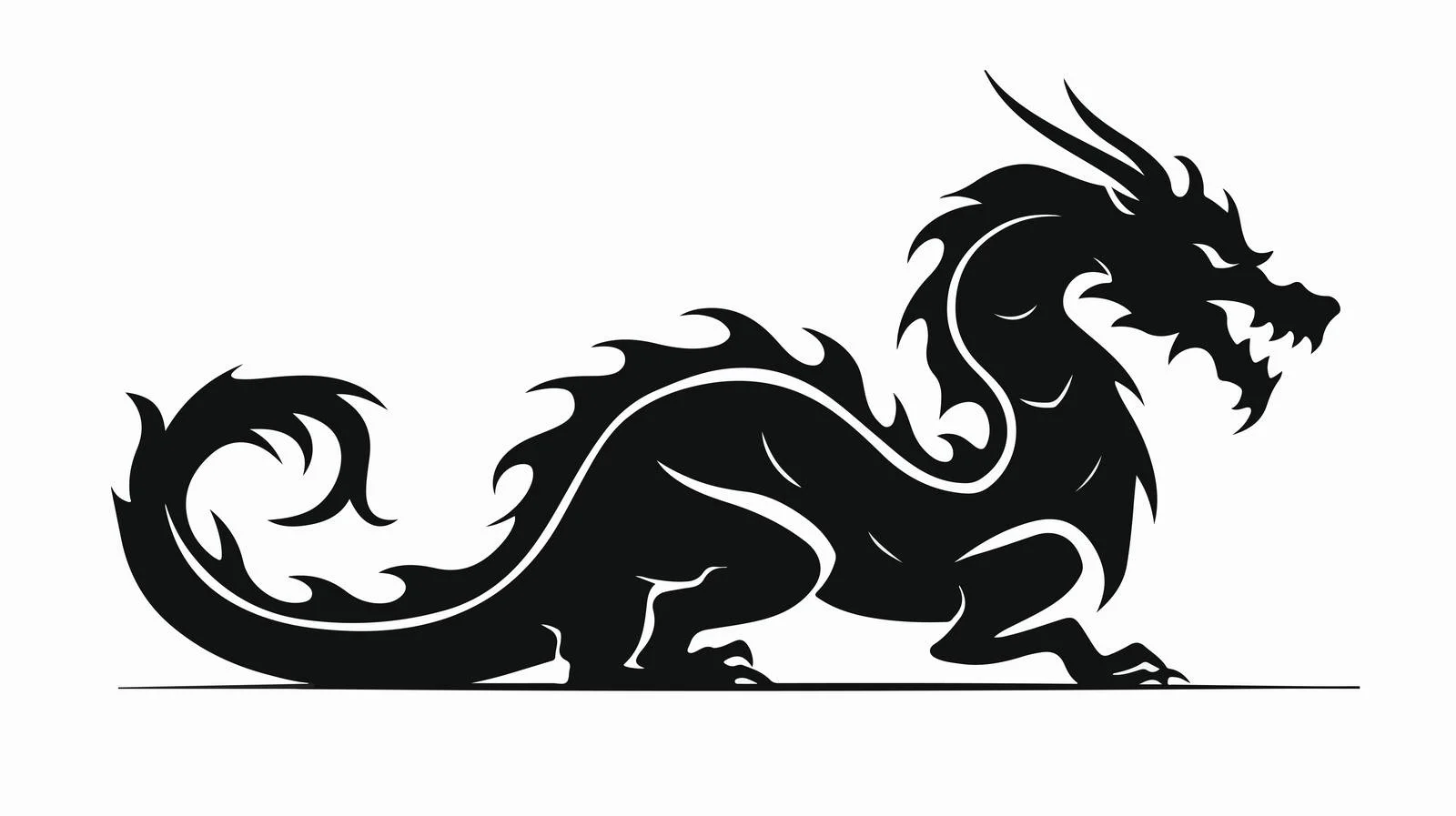 Majestic Dragon Silhouette Chinese Zodiac Symbol — free download from Dotvec