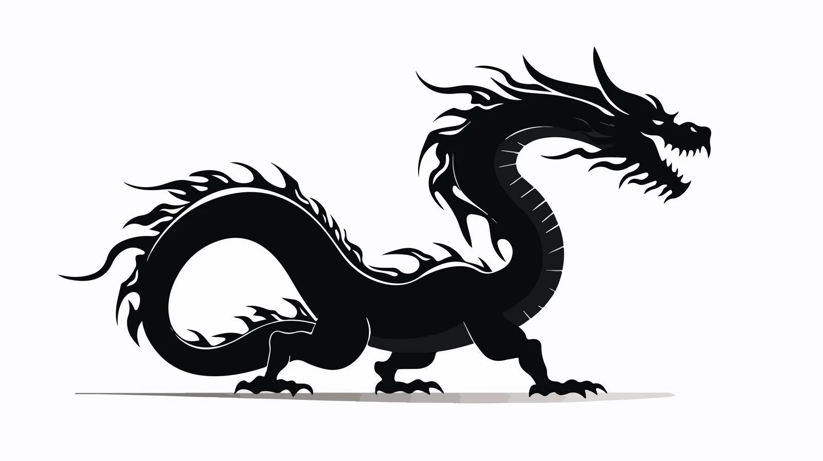 Elegant Chinese Zodiac Dragon Silhouette Symbol — free download from Dotvec