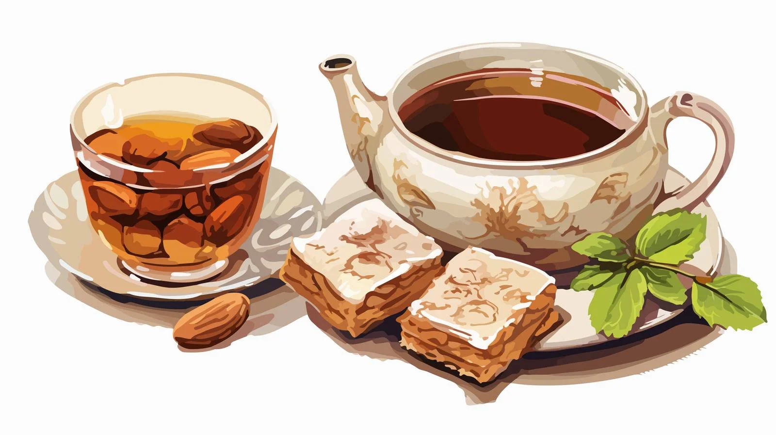 Exquisite Drawing of Gozinaki and Tea — free download from Dotvec