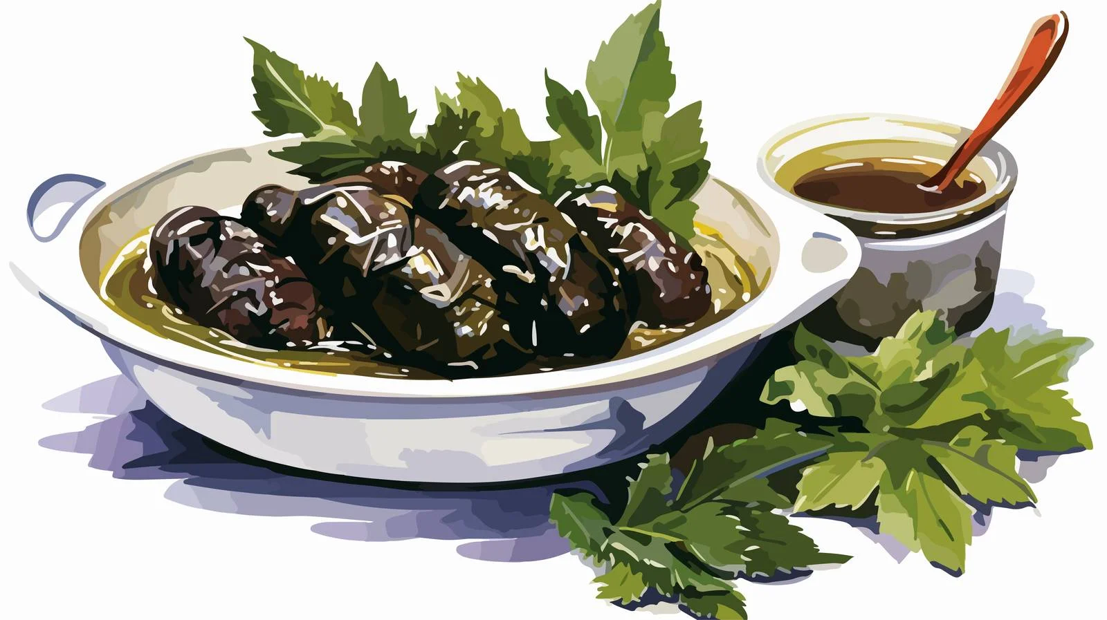 Traditional Dolma and Sauce in Gravy Boat — free download from Dotvec