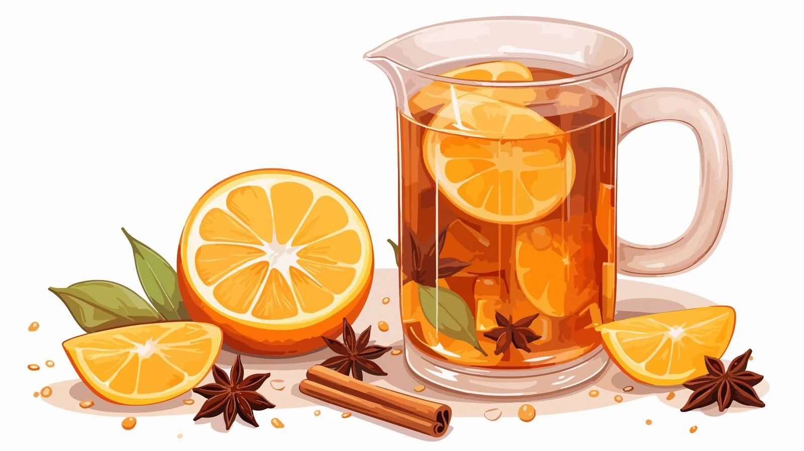 Detailed sketch of glass jug with winter-themed cup — free download from Dotvec