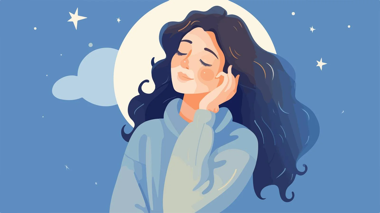 Cosmic-inspired Girl with Long Hair Dreaming — free download from Dotvec