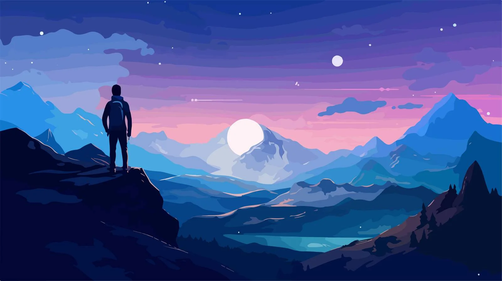 Contemplating Starry Skies: Hiker's Dream — free download from Dotvec