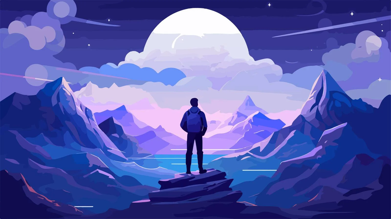 Enchanted hiker admiring mesmerizing starry cosmos – free admiring image from Dotvec