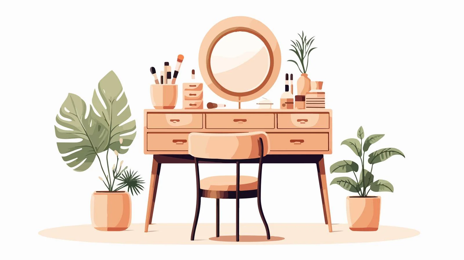Elegant Vanity Set with Mirror and Chair — free download from Dotvec