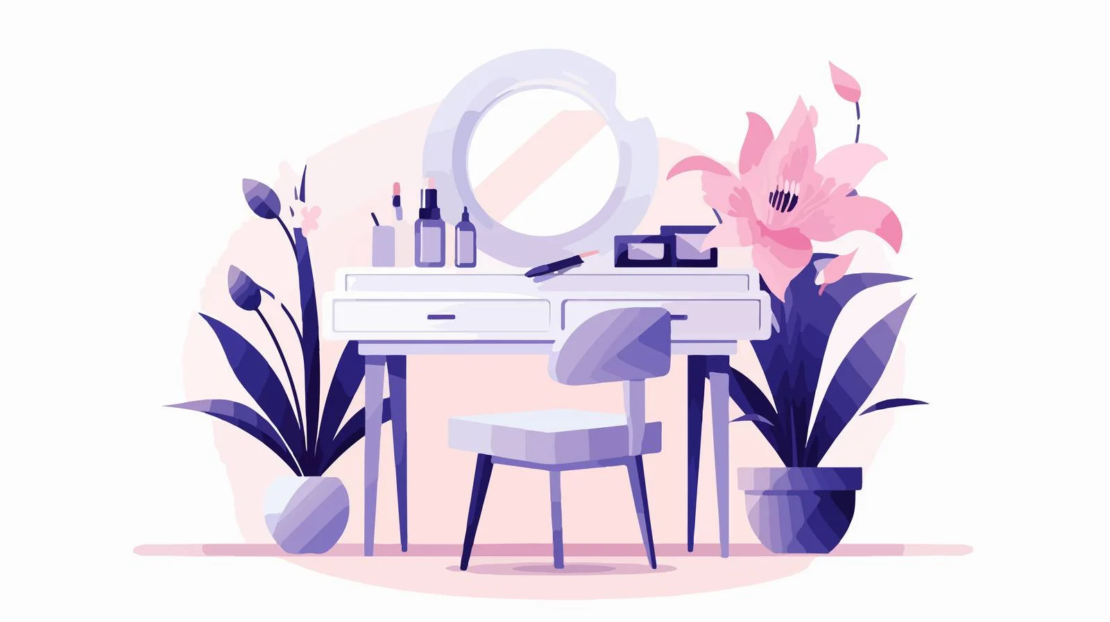 Elegant Dressing Table Set with Mirror — free download from Dotvec