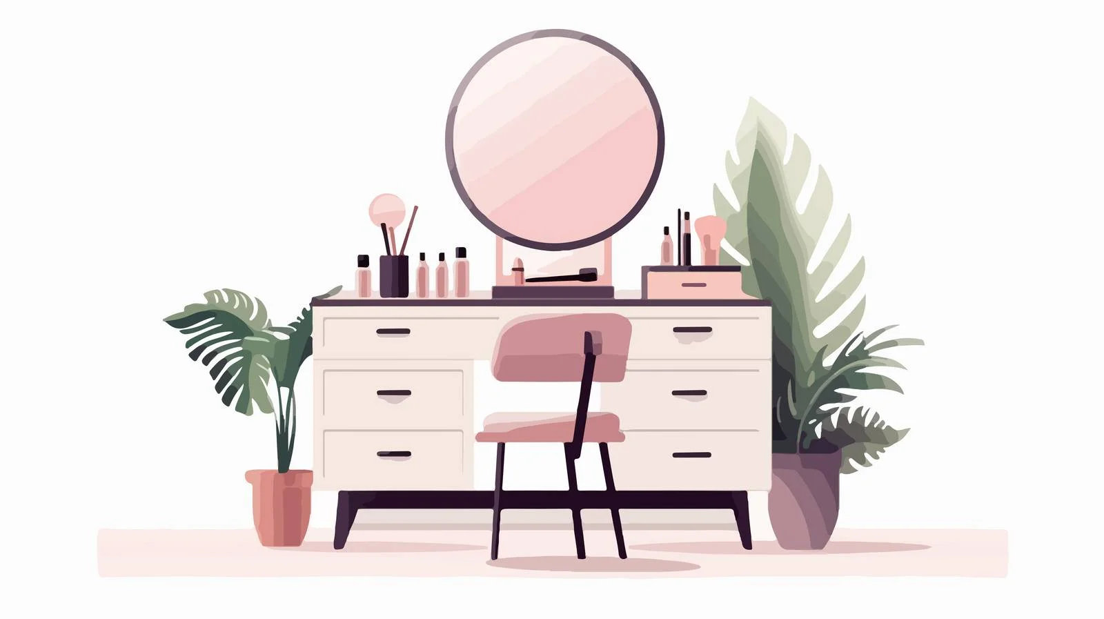 Elegant Vanity Set with Mirror and Chair — free download from Dotvec