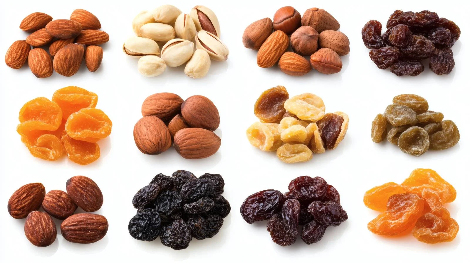 Assorted Dried Fruits and Nuts on White — free download from Dotvec