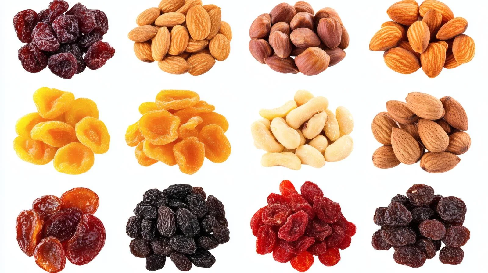Assorted Dried Fruit and Nuts on White — free download from Dotvec