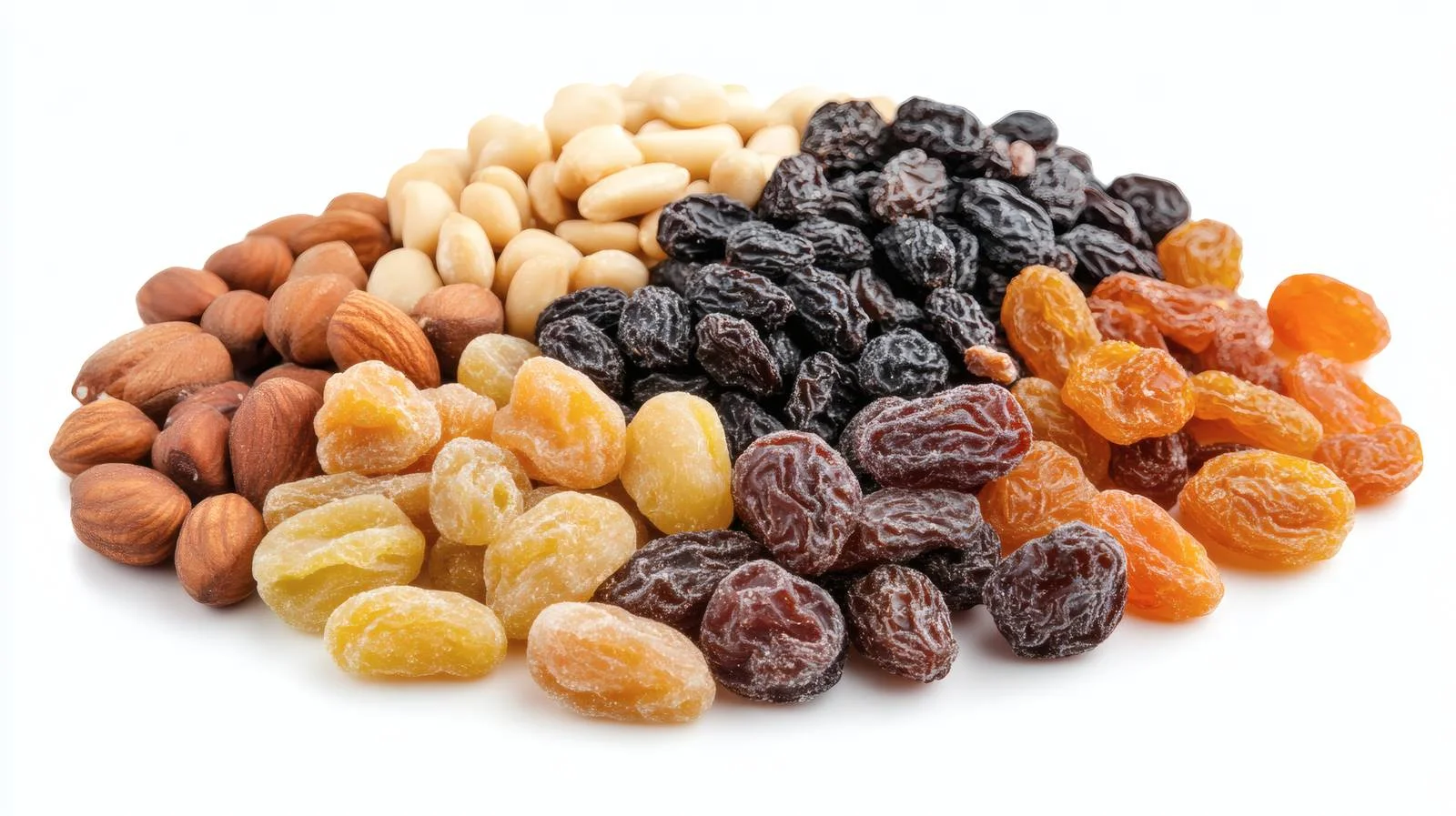 Assorted Dried Fruits Nuts White Background — free download from Dotvec