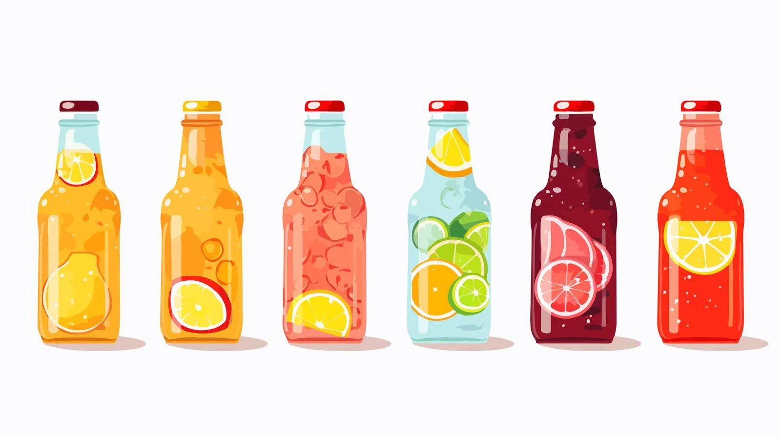 Assorted Beverages in Glass, Cans: Soda, Lemonade — free download from Dotvec