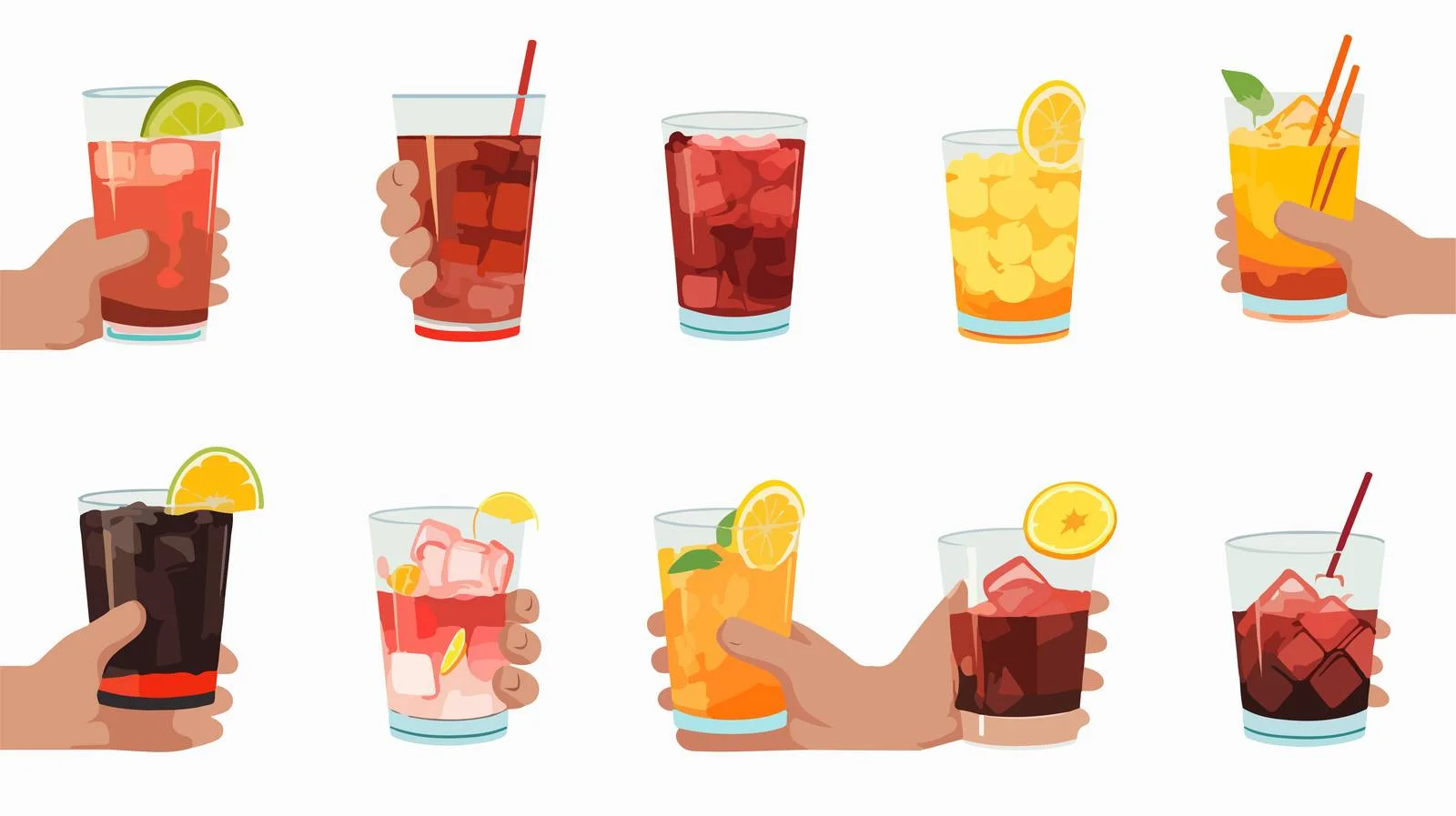 Assorted Drinks Collection in Hands with Beverages — free download from Dotvec