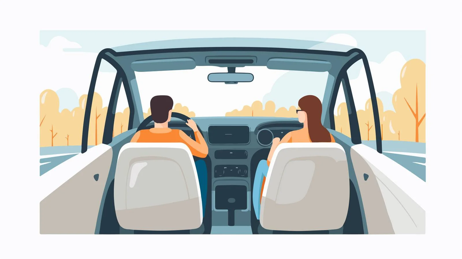 Rear View Inside Car with Driver and Passenger — free download from Dotvec