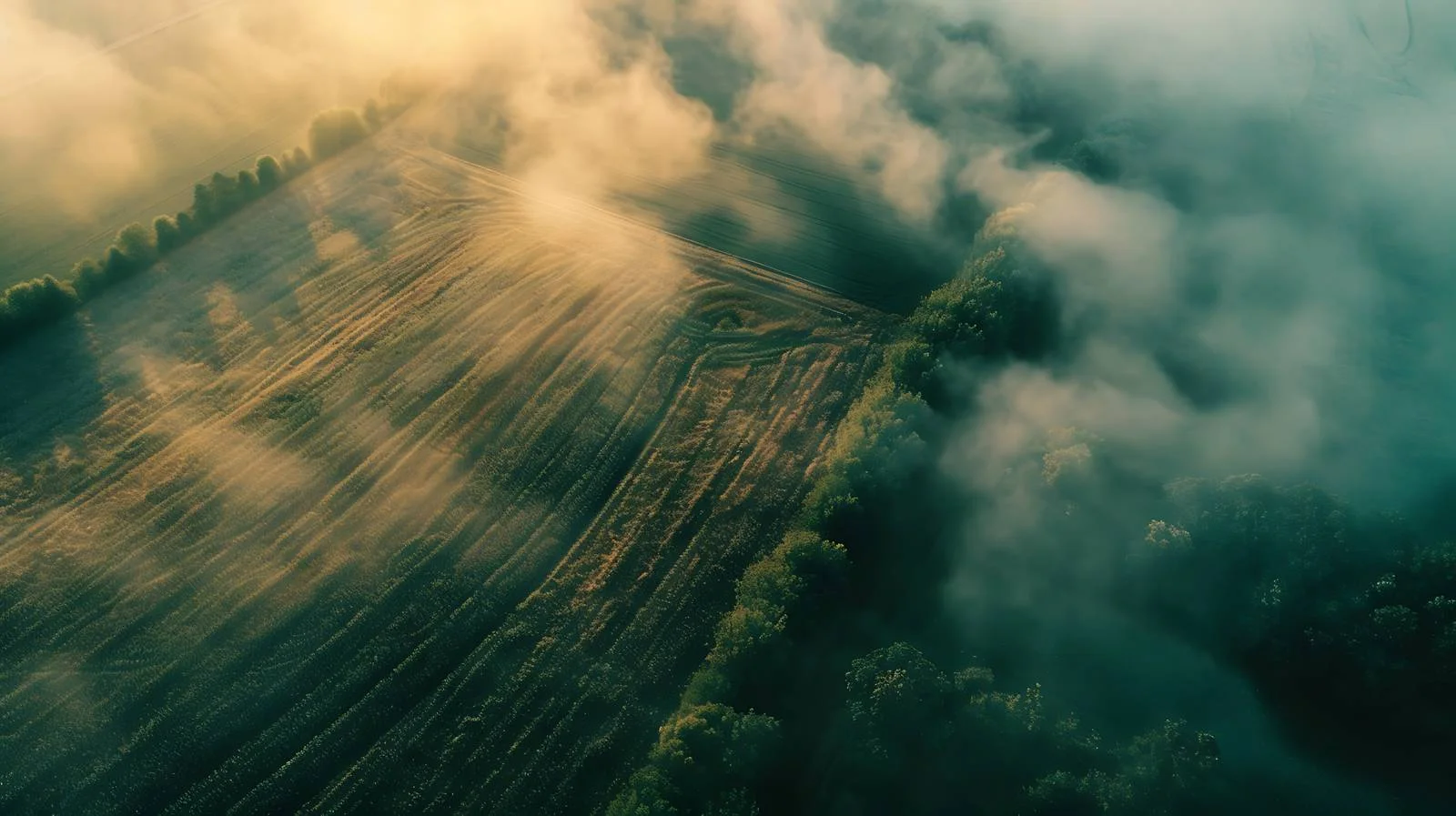 Morning Fields from Drone Above Isolated — free download from Dotvec