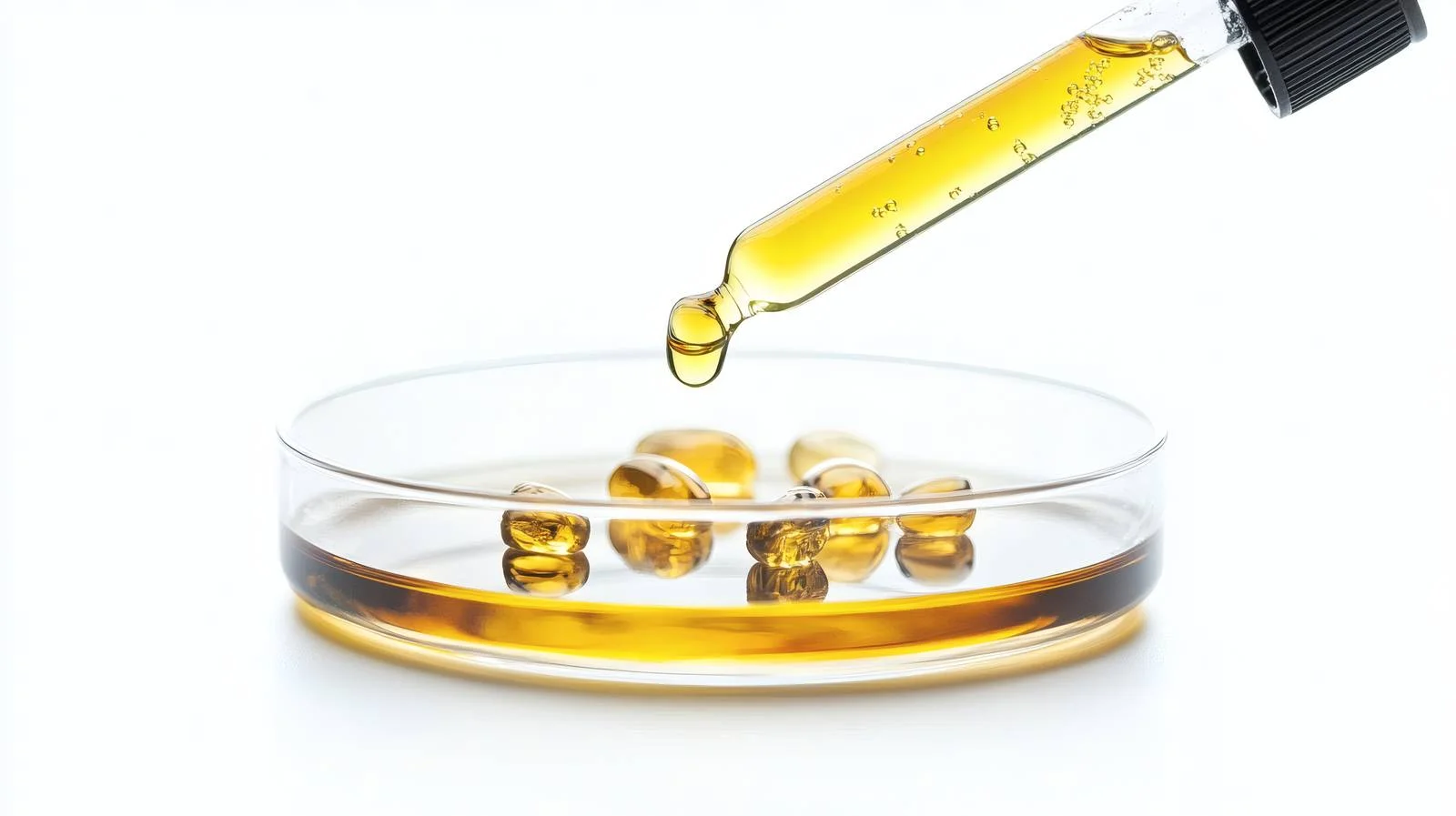 Isolated Dropper and Petri Dish with Oil Gel — free download from Dotvec