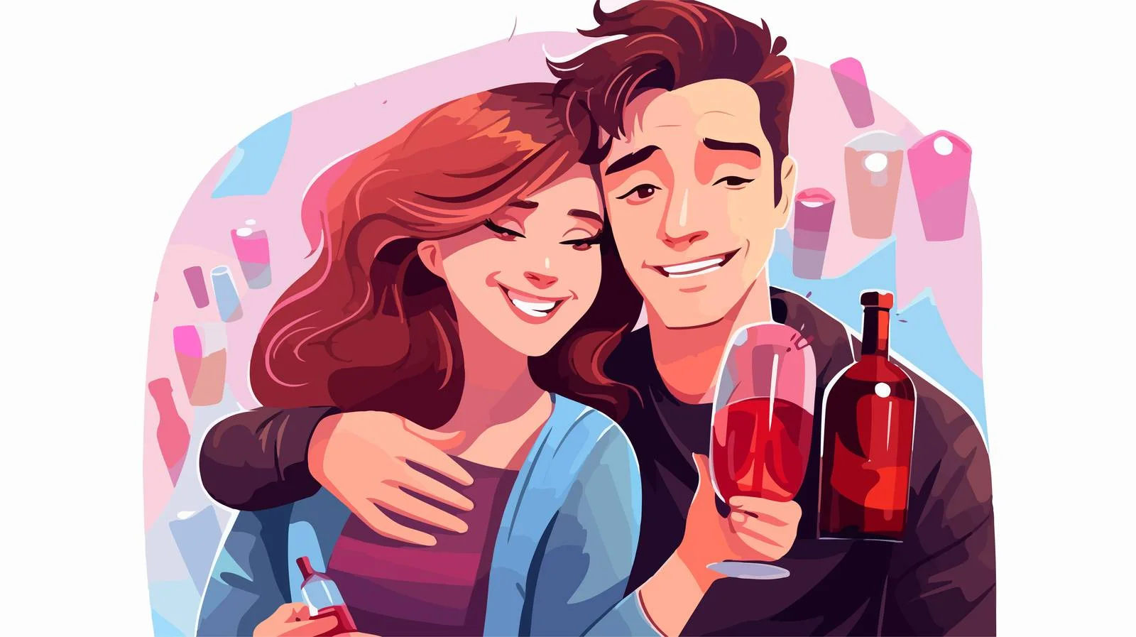 Intoxicated couple embrace. Tipsy youthful pair. — free download from Dotvec