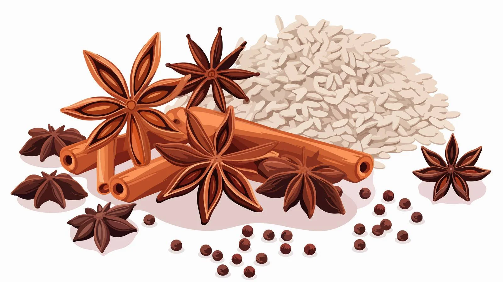 Chinese Star Anise Arrangement with Seeds — free download from Dotvec