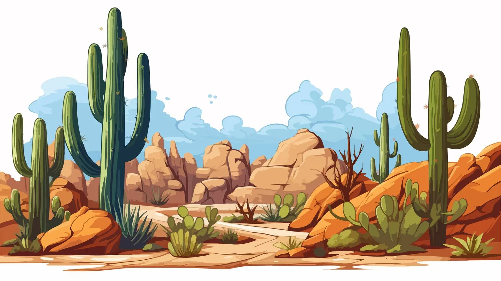 Minimalist Desert Scene with Cacti — free download from Dotvec