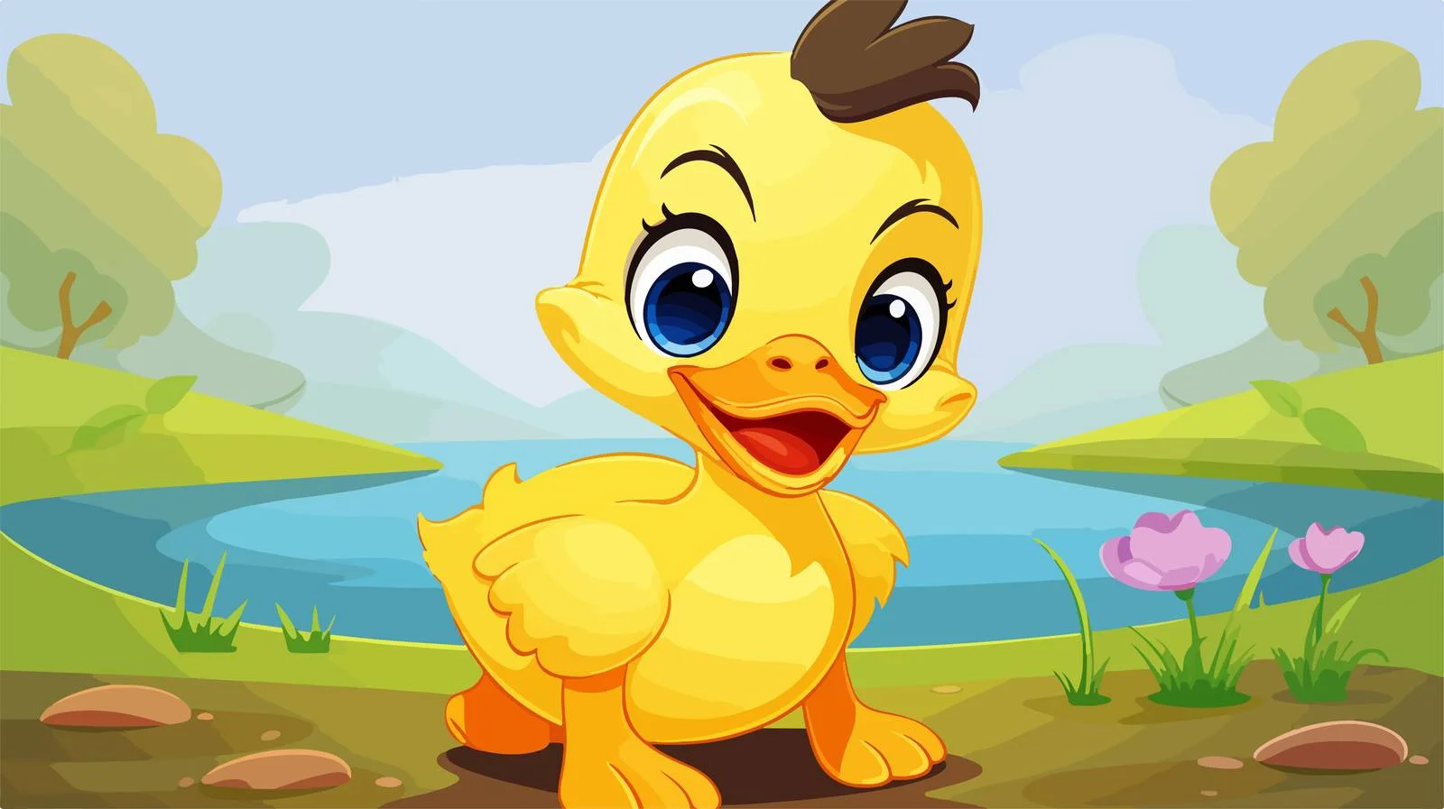 Cute Duckling Face Design for Kids — free download from Dotvec