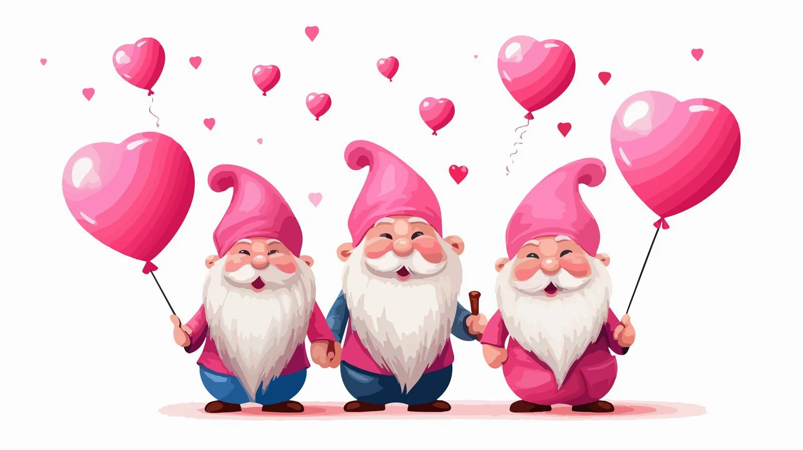 Adorable Gnomes with Heart Balloons — free download from Dotvec