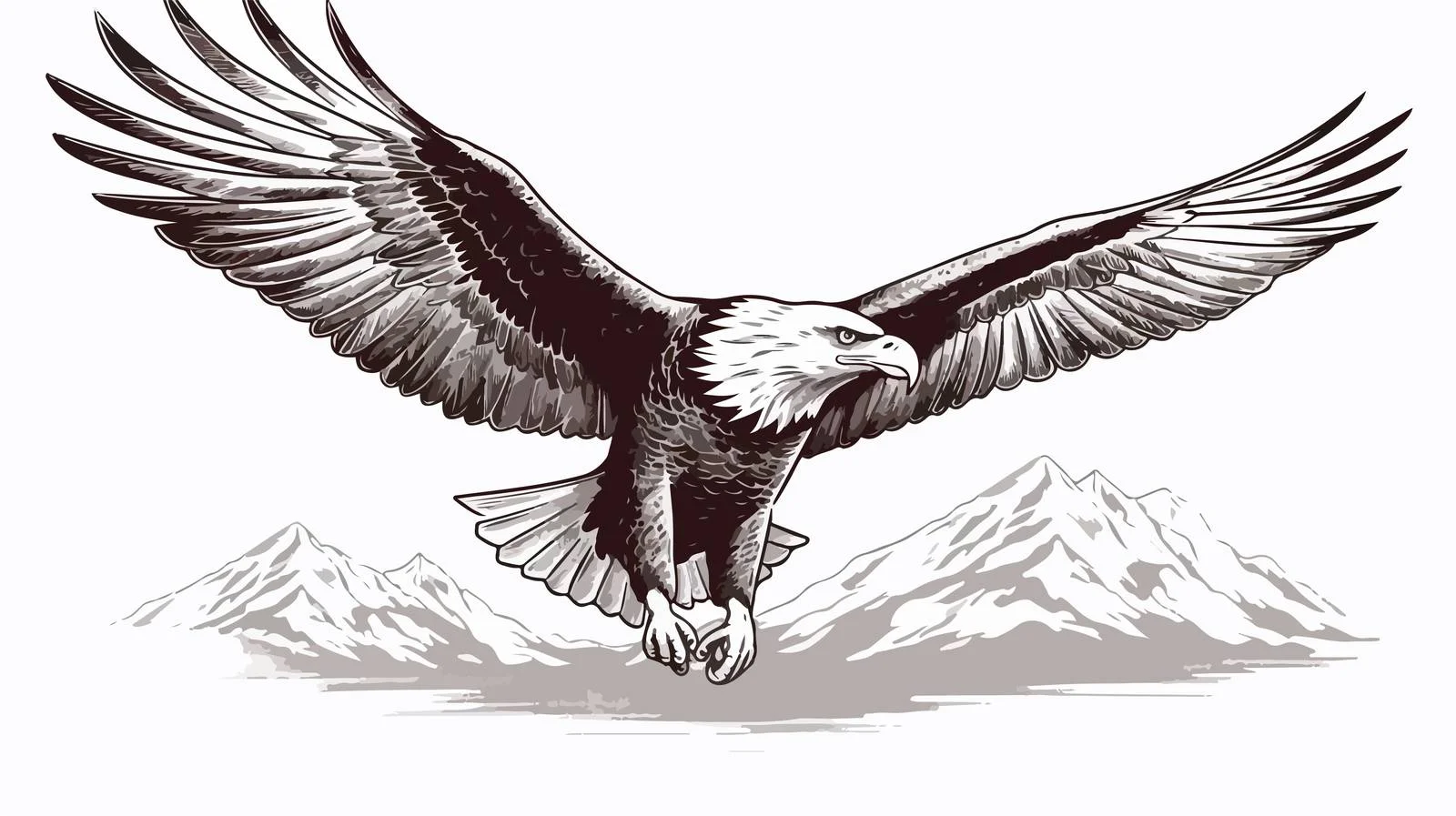 Eagle Engraved Flight Illustration — free download from Dotvec