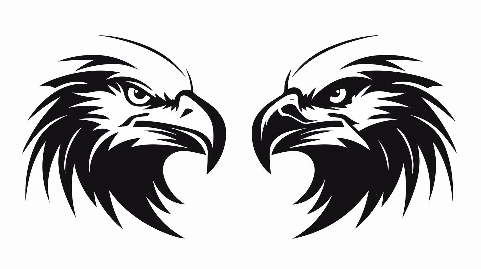 Eagle Heads Silhouette Vector Art — free download from Dotvec
