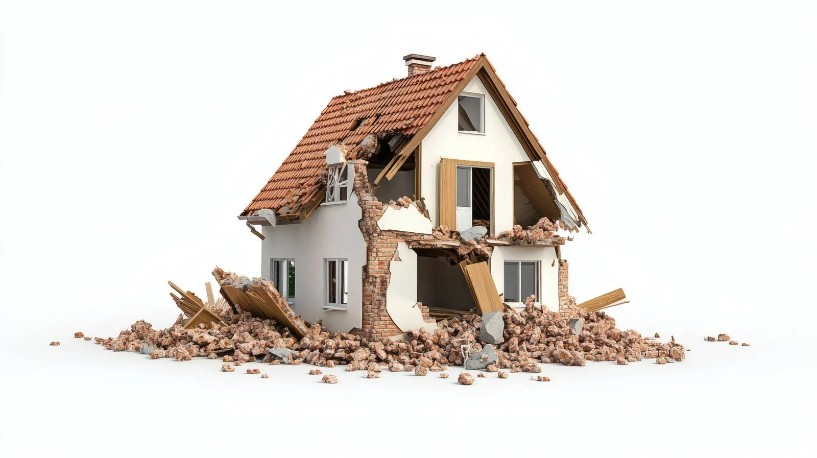 Destruction After Earthquake: Isolated White House — free download from Dotvec