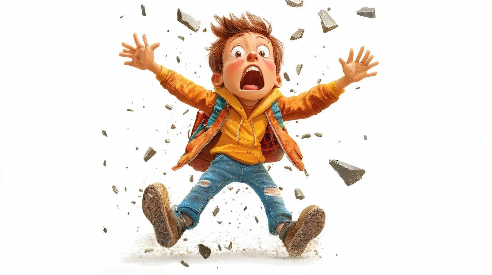 Child fleeing in panic after earthquake — free download from Dotvec