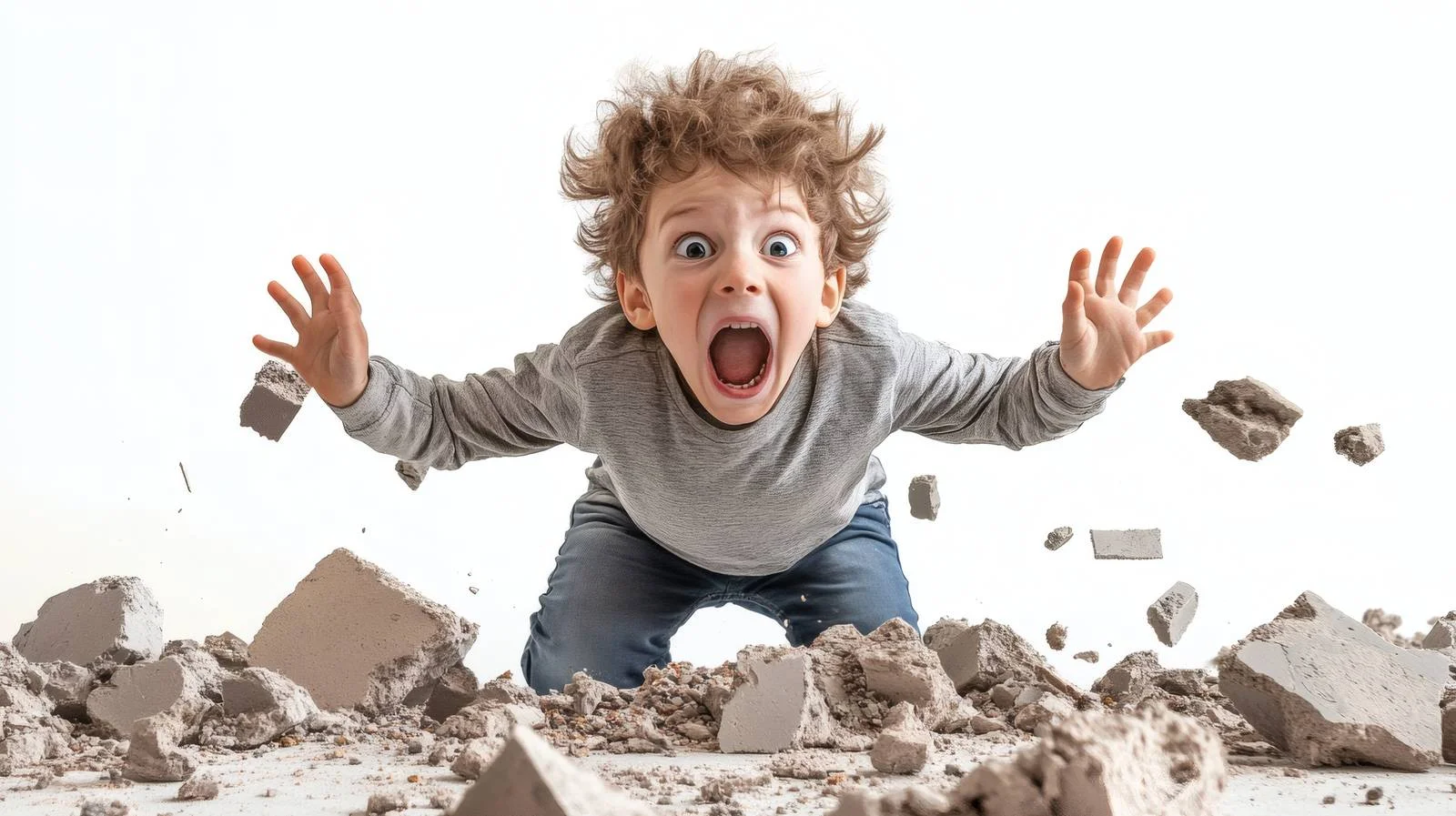 Terrified child fleeing during earthquake — free download from Dotvec