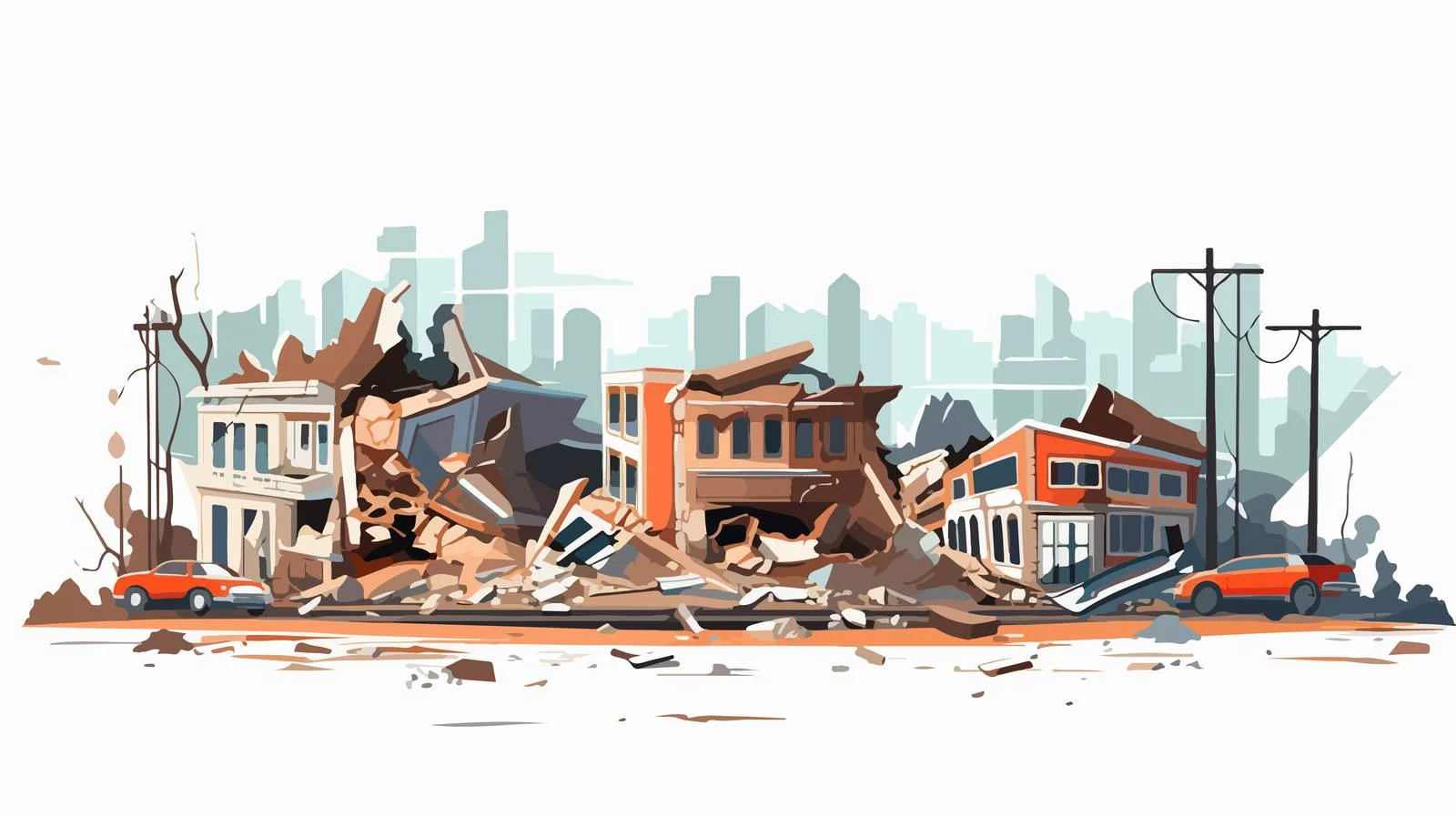 Cityscape aftermath panoramic vector illustration — free download from Dotvec