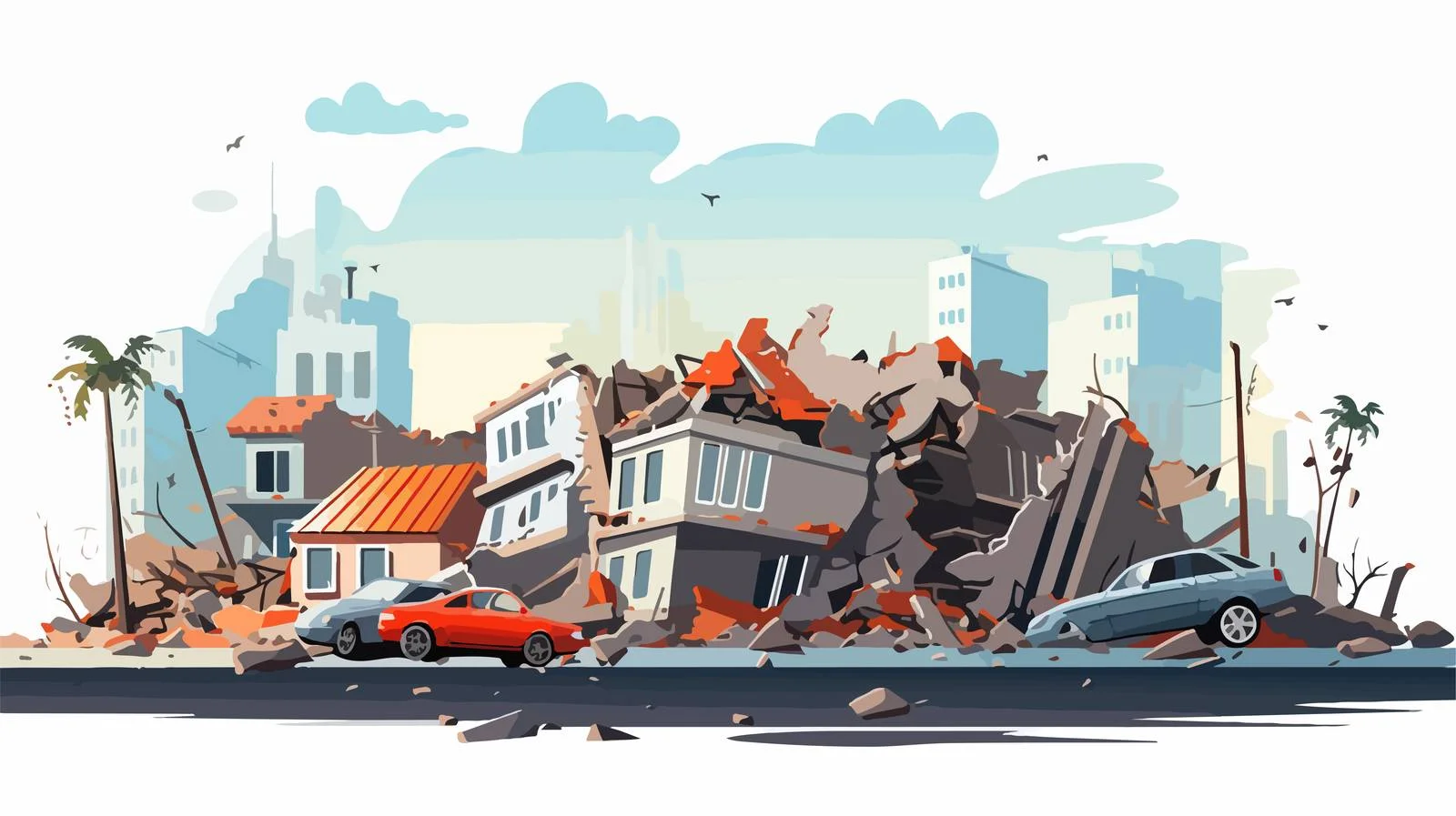 City Destruction After Earthquake Vector Illustration — free download from Dotvec