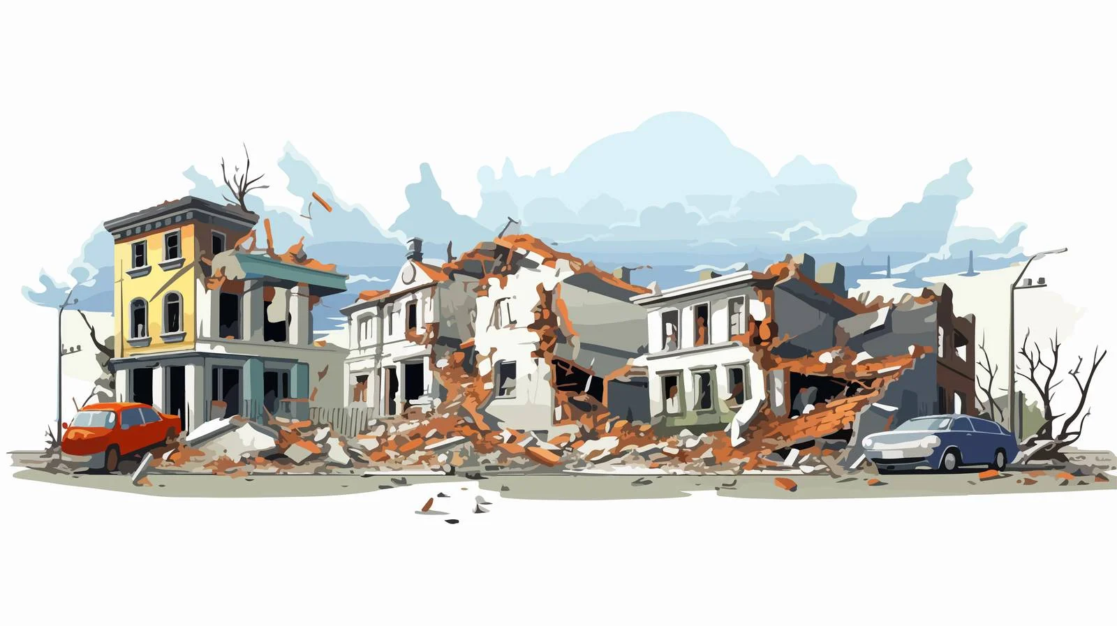 Devastation after urban seismic event vector — free download from Dotvec