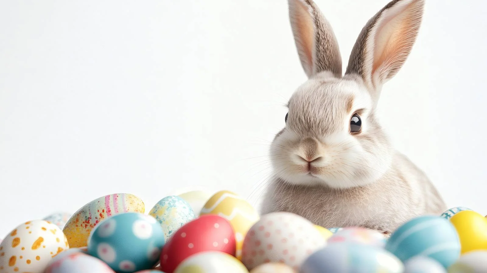 Easter Bunny and Eggs on White Background — free download from Dotvec