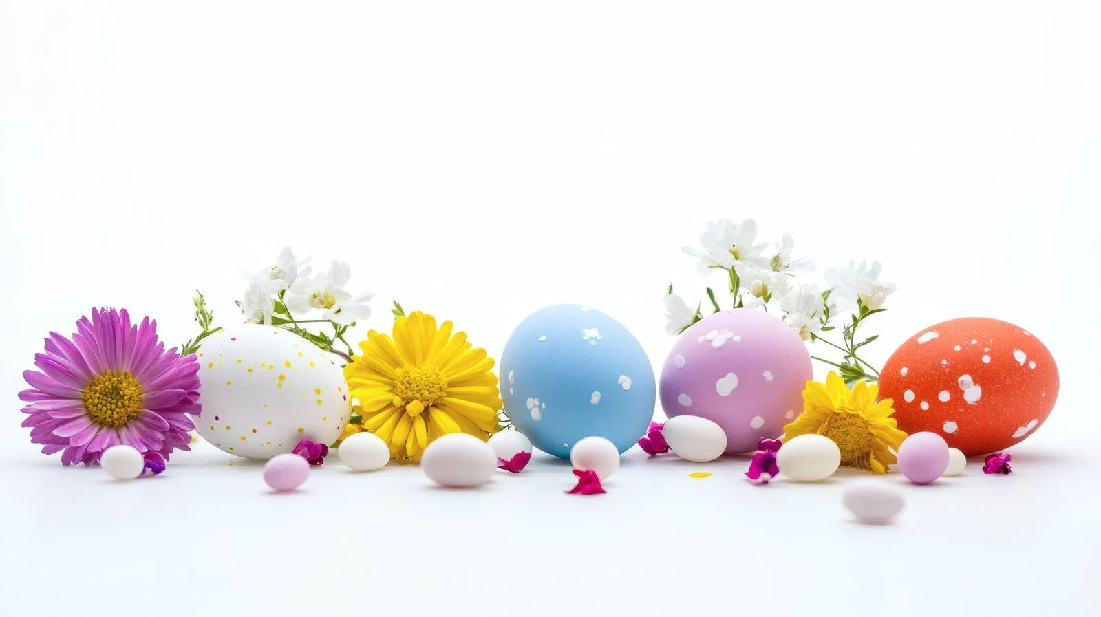 Festive Easter Eggs and Flowers Arrangement — free download from Dotvec