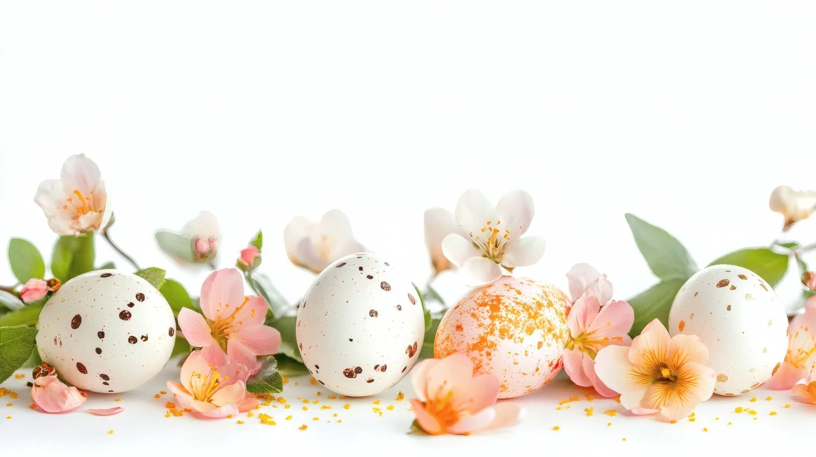 Easter Eggs and Spring Blooms on White — free download from Dotvec