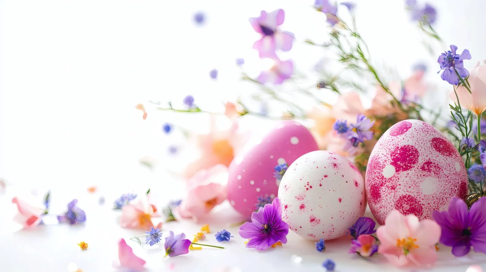 Easter Spring Eggs Floral White Background — free download from Dotvec