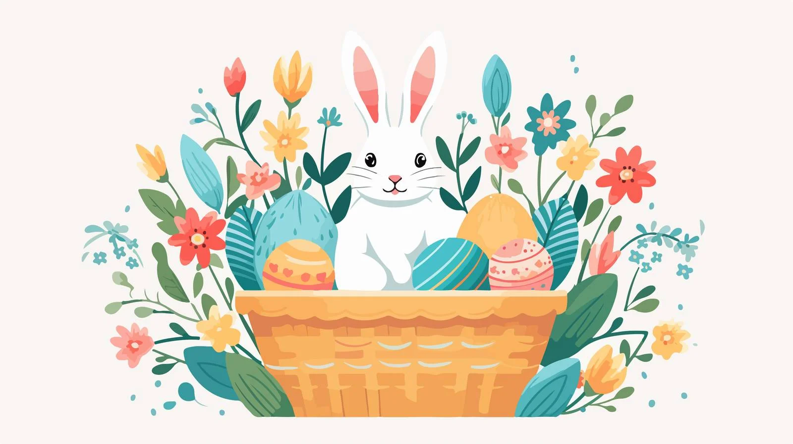 Easter Bunny Card Template with Adorable Pair — free download from Dotvec