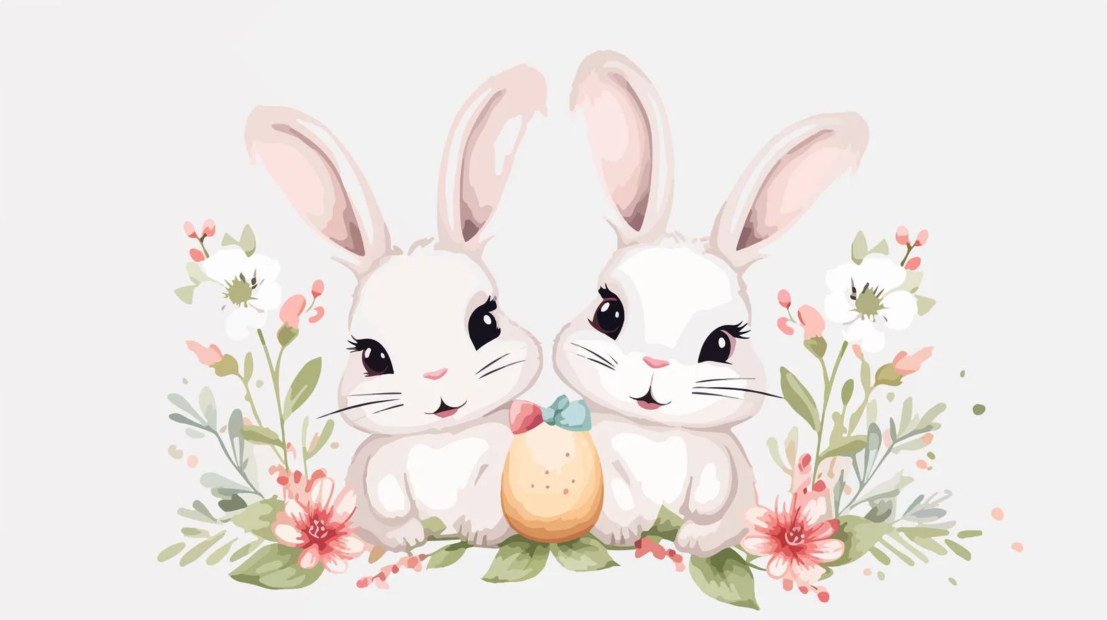 Cute Easter Card Template with Bunny Pair — free download from Dotvec