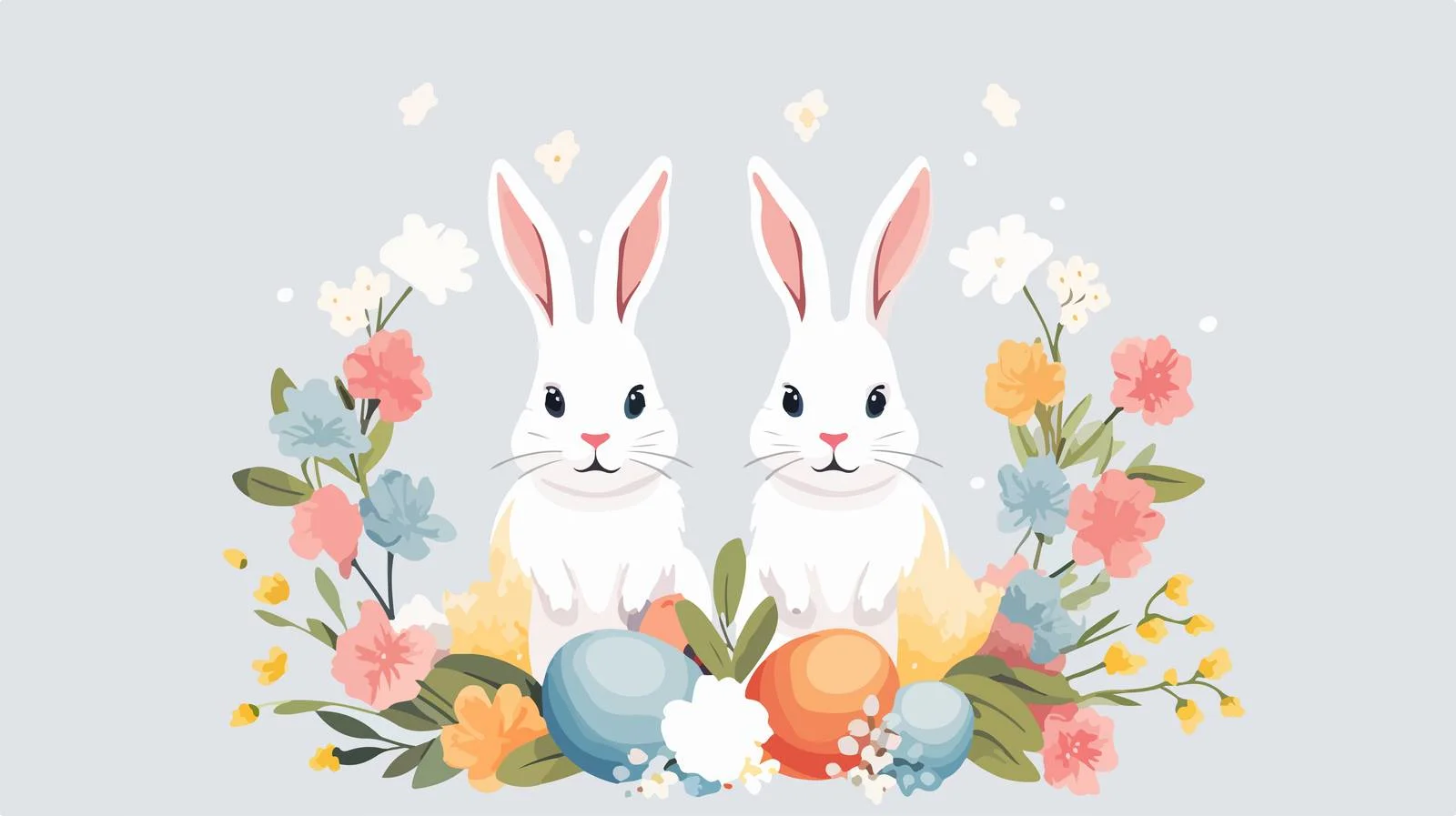 Charming Easter Card Template with Playful Rabbits — free download from Dotvec
