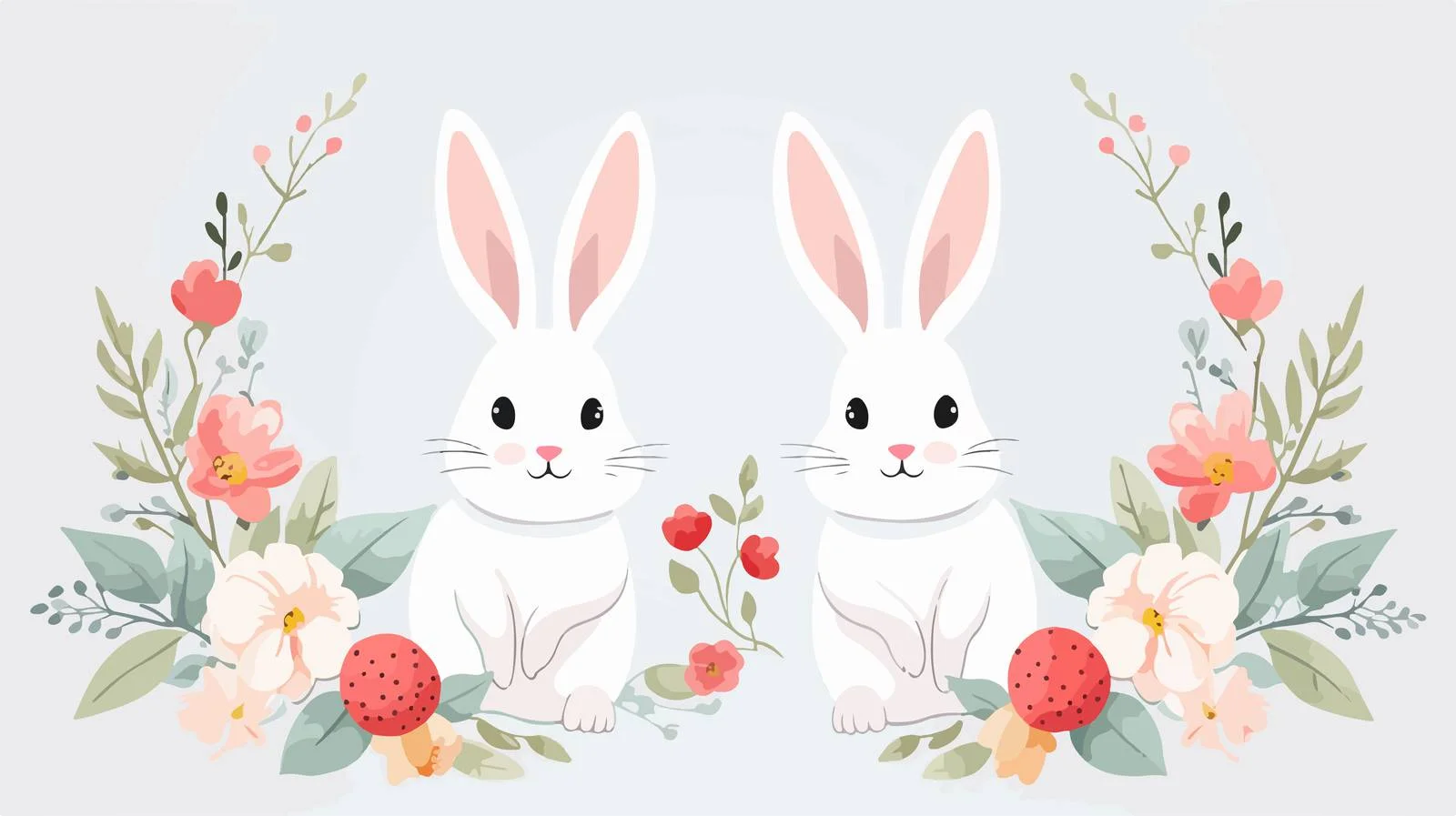 Charming Easter Card Design with Playful Bunnies — free download from Dotvec