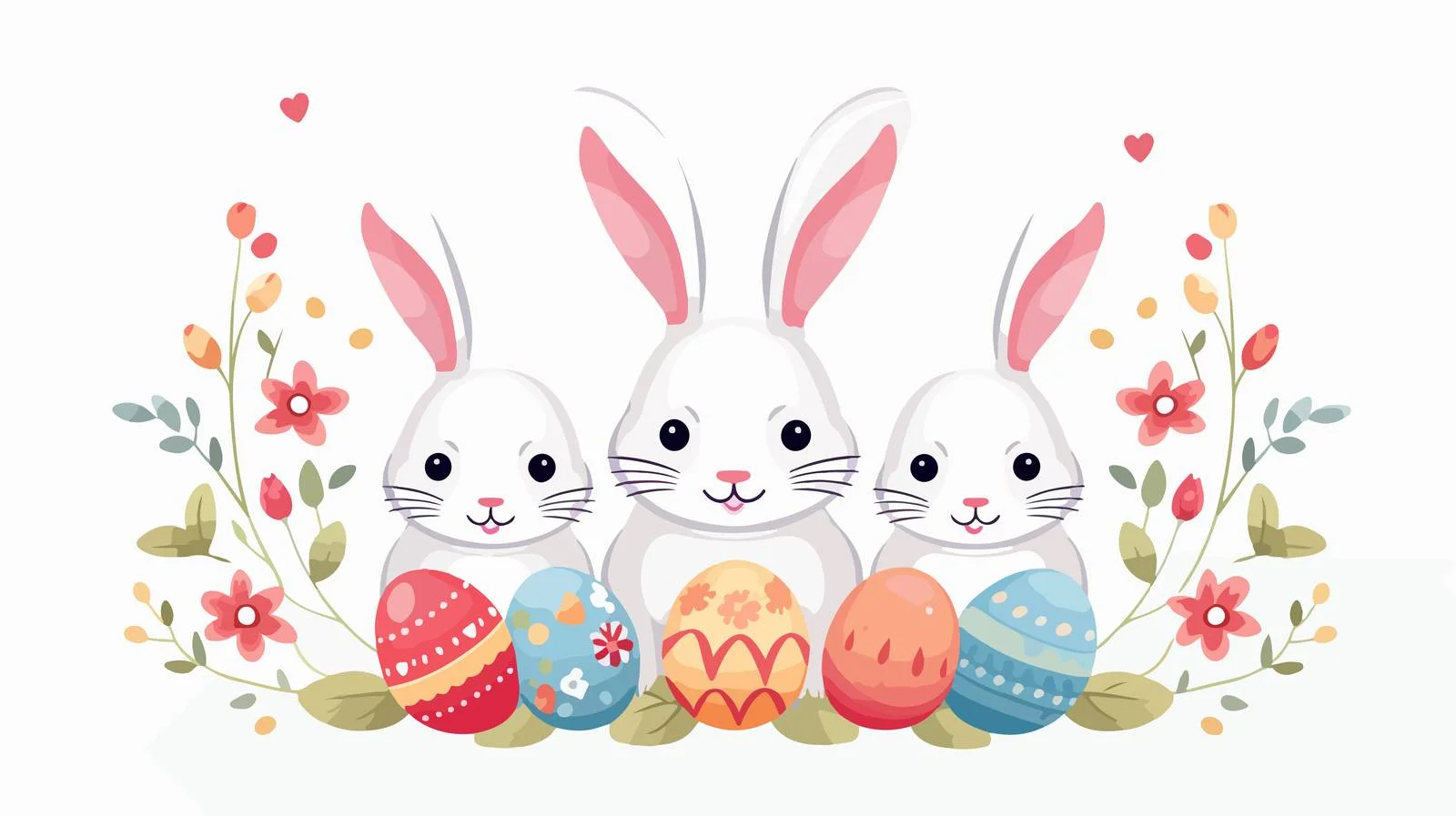 Charming Eastern Bunny Happy Greeting Card — free download from Dotvec