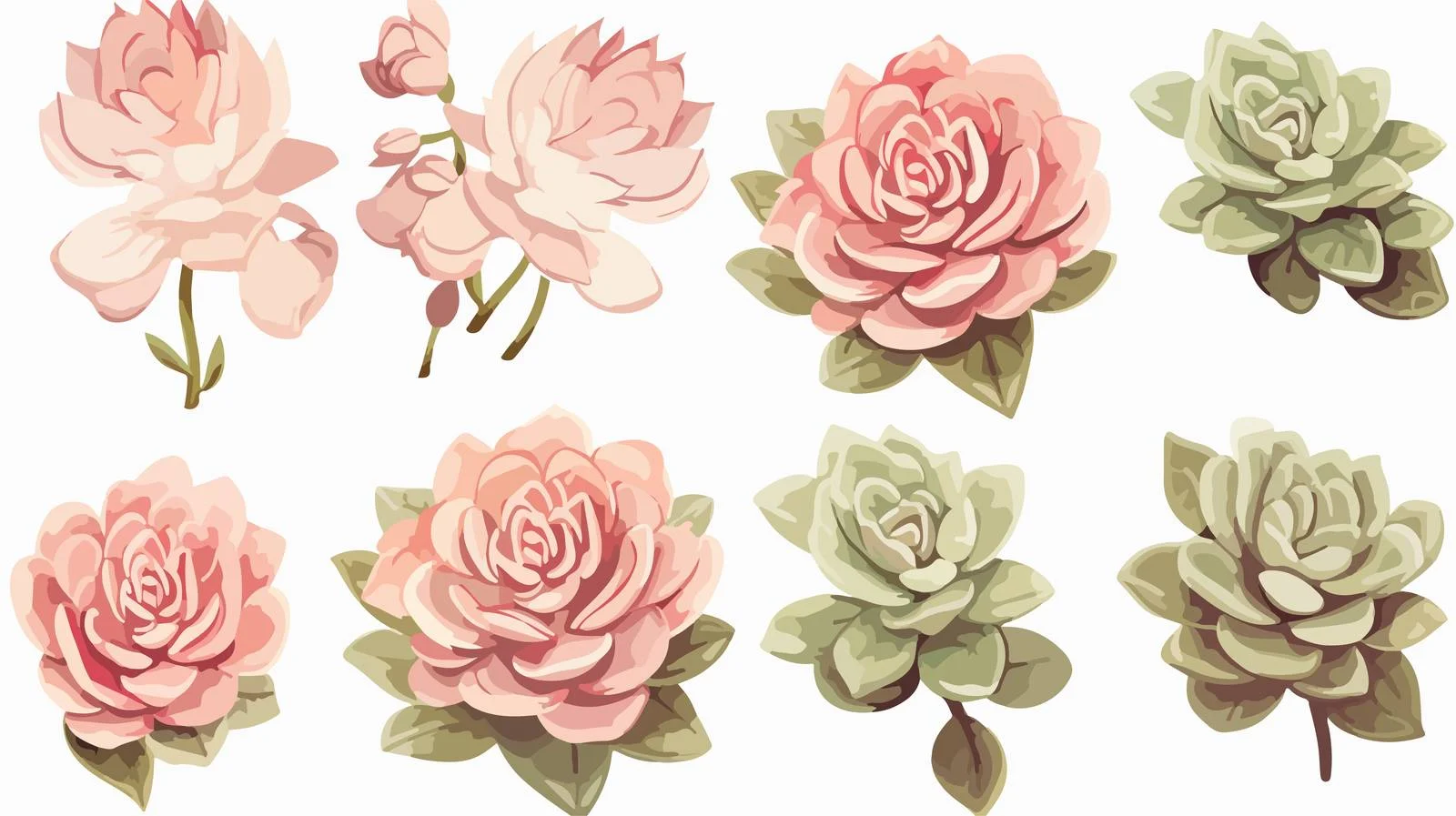 Echeveria Succulents on White Background Close-Up — free download from Dotvec