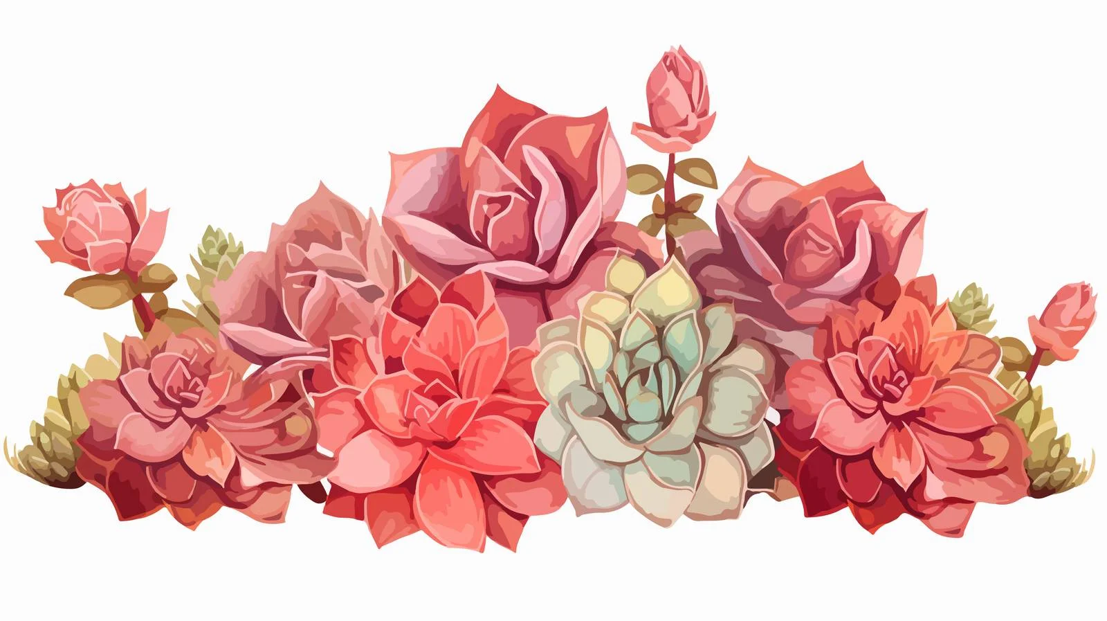 Echeveria Succulents on White Background Close-Up — free download from Dotvec